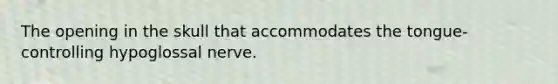 The opening in the skull that accommodates the tongue-controlling hypoglossal nerve.