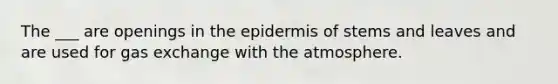 The ___ are openings in the epidermis of stems and leaves and are used for gas exchange with the atmosphere.