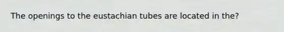 The openings to the eustachian tubes are located in the?