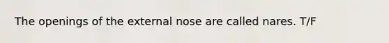 The openings of the external nose are called nares. T/F