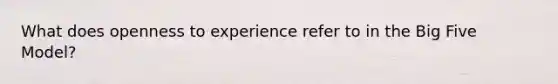 What does openness to experience refer to in the Big Five Model?