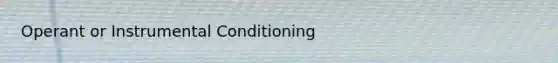 Operant or Instrumental Conditioning