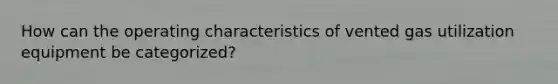 How can the operating characteristics of vented gas utilization equipment be categorized?