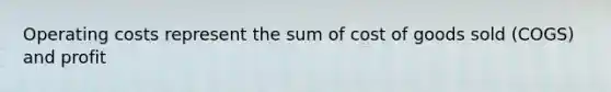 Operating costs represent the sum of cost of goods sold (COGS) and profit