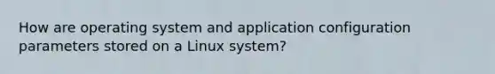 How are operating system and application configuration parameters stored on a Linux system?