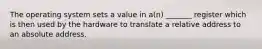 The operating system sets a value in a(n) _______ register which is then used by the hardware to translate a relative address to an absolute address.