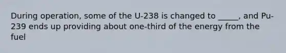 During operation, some of the U-238 is changed to _____, and Pu-239 ends up providing about one-third of the energy from the fuel