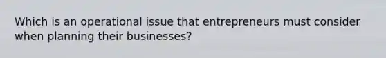 Which is an operational issue that entrepreneurs must consider when planning their businesses?