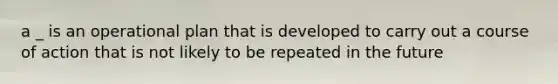 a _ is an operational plan that is developed to carry out a course of action that is not likely to be repeated in the future