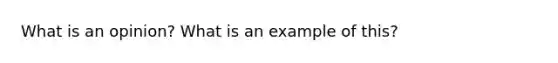 What is an opinion? What is an example of this?