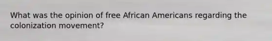 What was the opinion of free African Americans regarding the colonization movement?