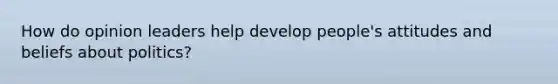 How do opinion leaders help develop people's attitudes and beliefs about politics?