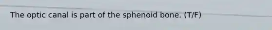 The optic canal is part of the sphenoid bone. (T/F)