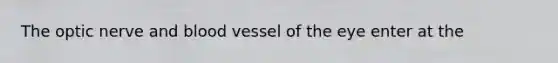 The optic nerve and blood vessel of the eye enter at the