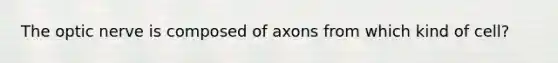 The optic nerve is composed of axons from which kind of cell?