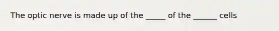 The optic nerve is made up of the _____ of the ______ cells