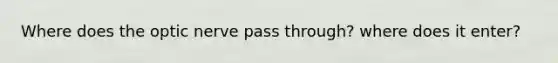 Where does the optic nerve pass through? where does it enter?