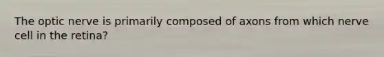 The optic nerve is primarily composed of axons from which nerve cell in the retina?