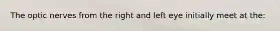 The optic nerves from the right and left eye initially meet at the: