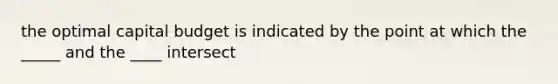 the optimal capital budget is indicated by the point at which the _____ and the ____ intersect