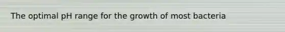 The optimal pH range for the growth of most bacteria