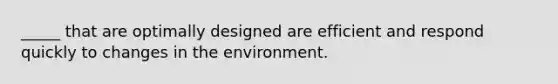 _____ that are optimally designed are efficient and respond quickly to changes in the environment.