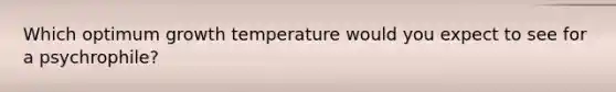 Which optimum growth temperature would you expect to see for a psychrophile?