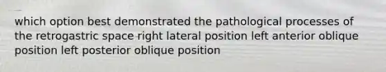 which option best demonstrated the pathological processes of the retrogastric space right lateral position left anterior oblique position left posterior oblique position