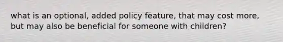 what is an optional, added policy feature, that may cost more, but may also be beneficial for someone with children?