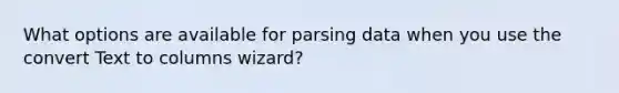 What options are available for parsing data when you use the convert Text to columns wizard?