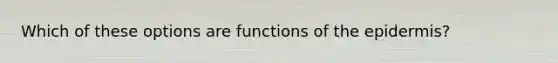 Which of these options are functions of the epidermis?