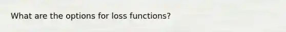 What are the options for loss functions?