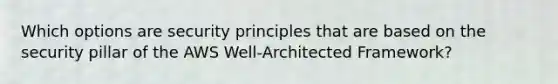 Which options are security principles that are based on the security pillar of the AWS Well-Architected Framework?