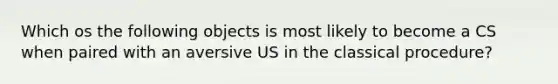 Which os the following objects is most likely to become a CS when paired with an aversive US in the classical procedure?