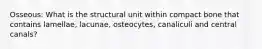 Osseous: What is the structural unit within compact bone that contains lamellae, lacunae, osteocytes, canaliculi and central canals?