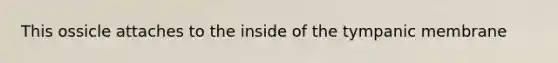 This ossicle attaches to the inside of the tympanic membrane