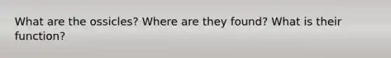 What are the ossicles? Where are they found? What is their function?