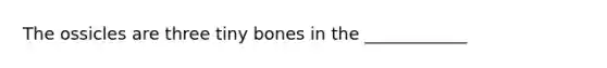 The ossicles are three tiny bones in the ____________