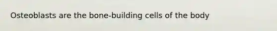 Osteoblasts are the bone-building cells of the body