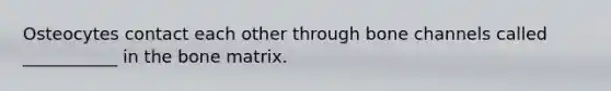 Osteocytes contact each other through bone channels called ___________ in the bone matrix.