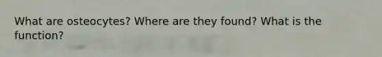 What are osteocytes? Where are they found? What is the function?