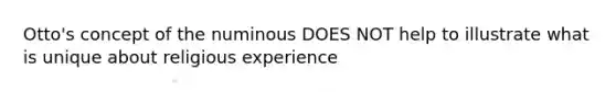 Otto's concept of the numinous DOES NOT help to illustrate what is unique about religious experience