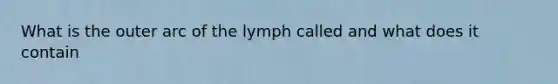 What is the outer arc of the lymph called and what does it contain