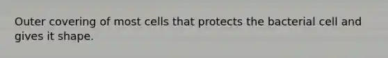 Outer covering of most cells that protects the bacterial cell and gives it shape.