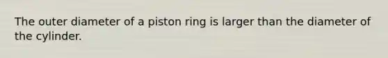 The outer diameter of a piston ring is larger than the diameter of the cylinder.