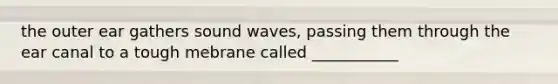 the outer ear gathers sound waves, passing them through the ear canal to a tough mebrane called ___________