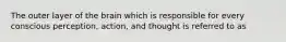 The outer layer of the brain which is responsible for every conscious perception, action, and thought is referred to as