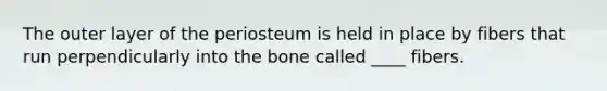 The outer layer of the periosteum is held in place by fibers that run perpendicularly into the bone called ____ fibers.