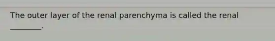 The outer layer of the renal parenchyma is called the renal ________.