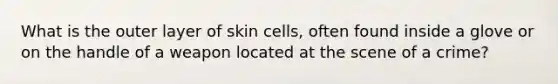 What is the outer layer of skin cells, often found inside a glove or on the handle of a weapon located at the scene of a crime?